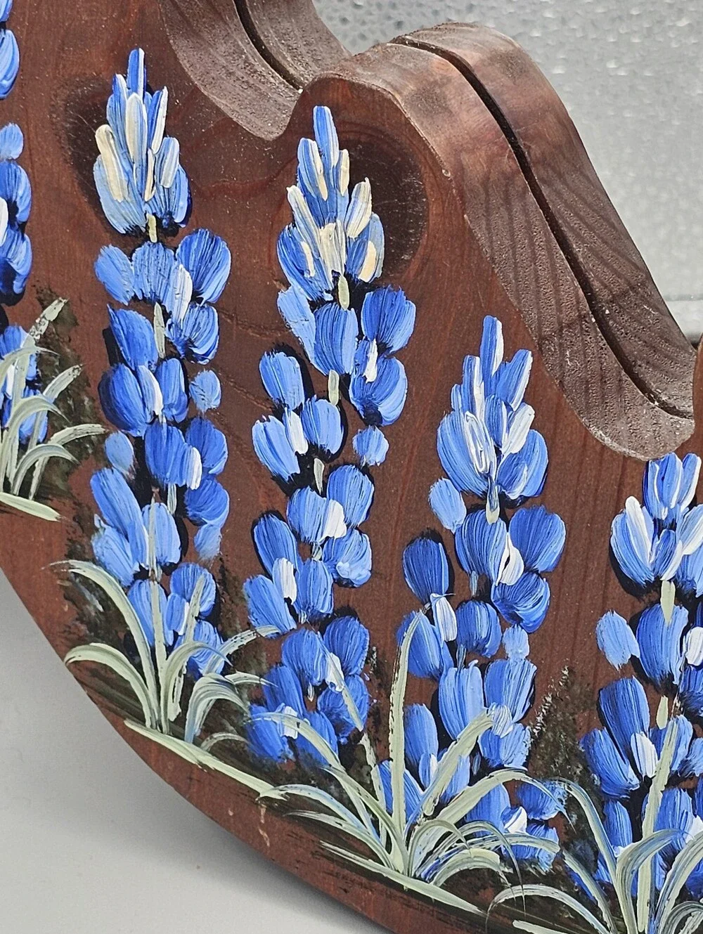 Handmade Wood Texas Mirror Wall‎ Hanging Blue Bonnet Handpainted Vintage Picture